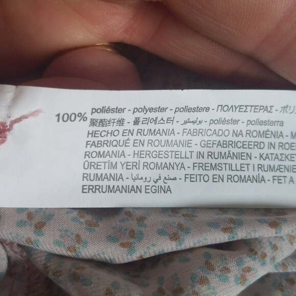 Zara soft & flowy shirt dress w/ pockets - pink & tiny floral print S - Picture 11 of 11